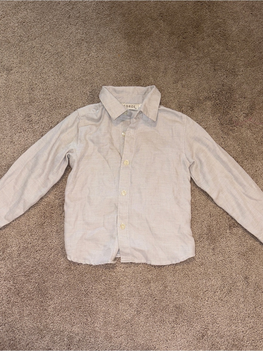 George Boy’s Tan & White Long-Sleeve Button Down Shirt Size: 4T